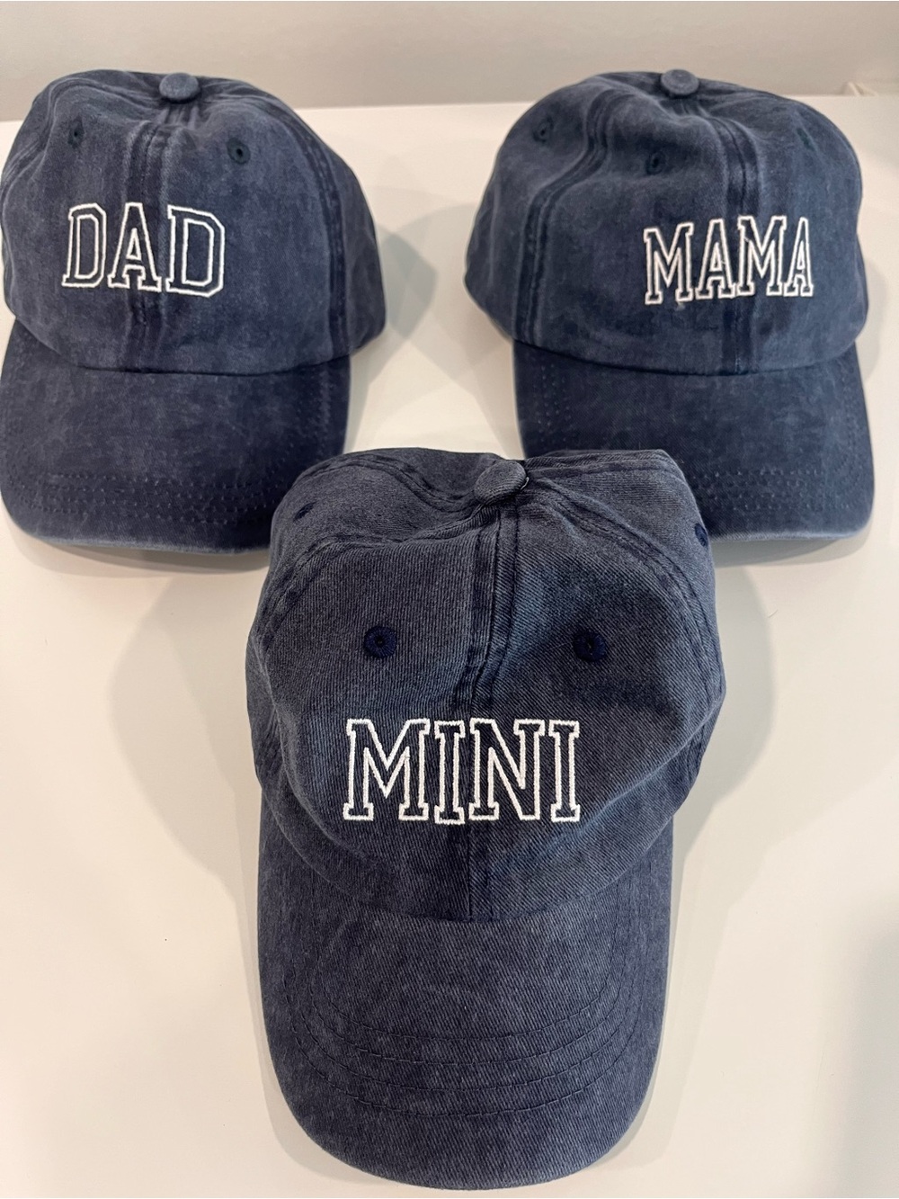 ❤️ Family! Mini / Mama / Dad Navy Embroidered Baseball Caps